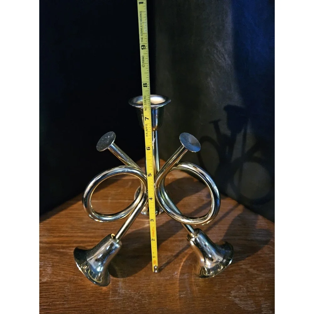 Brass Colored Trumpet Candle Holder